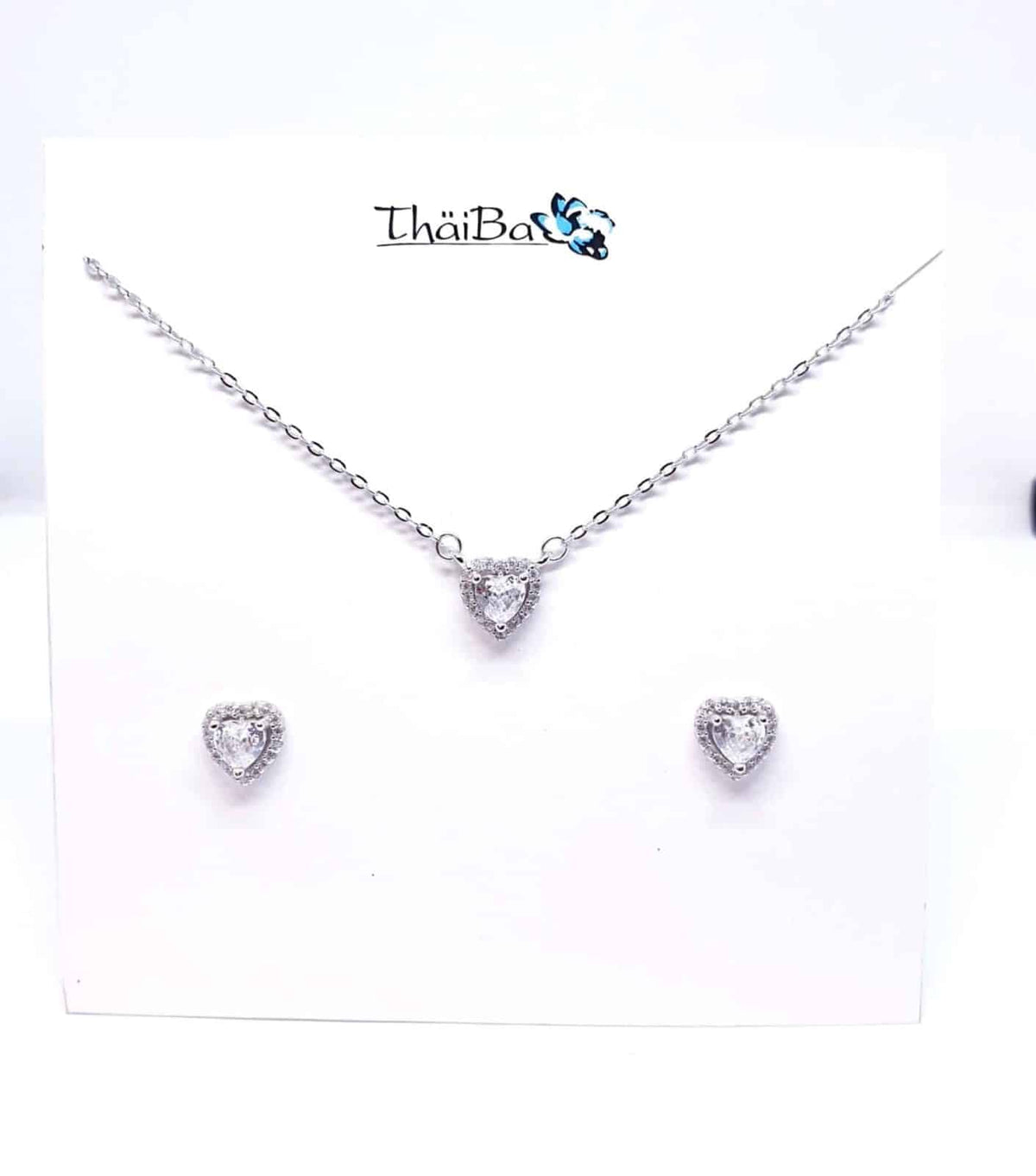 Set corazón blanco de plata de ley - vista adicional