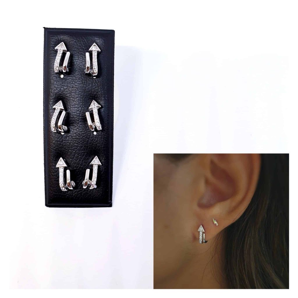 Pendientes flecha garra de plata de ley