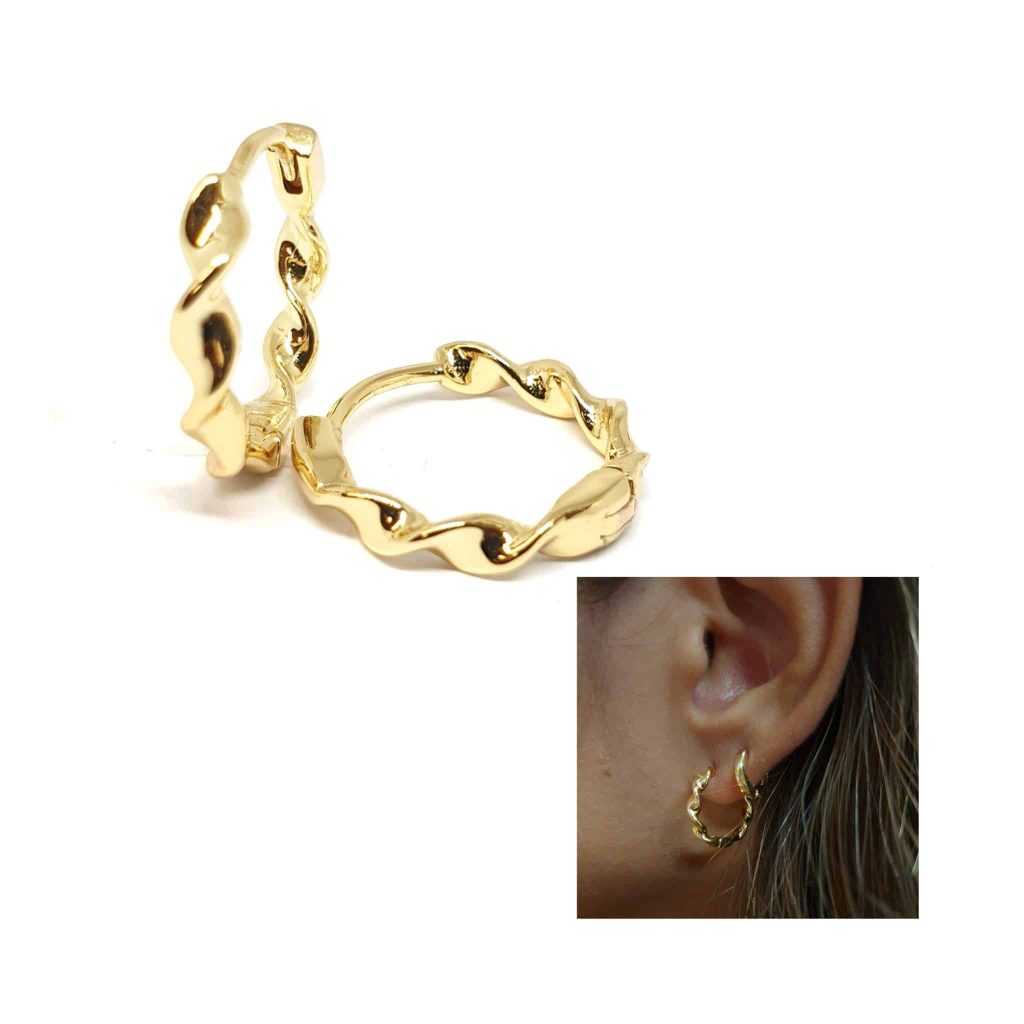 Pendiente aro espiral oro de 14 quilates