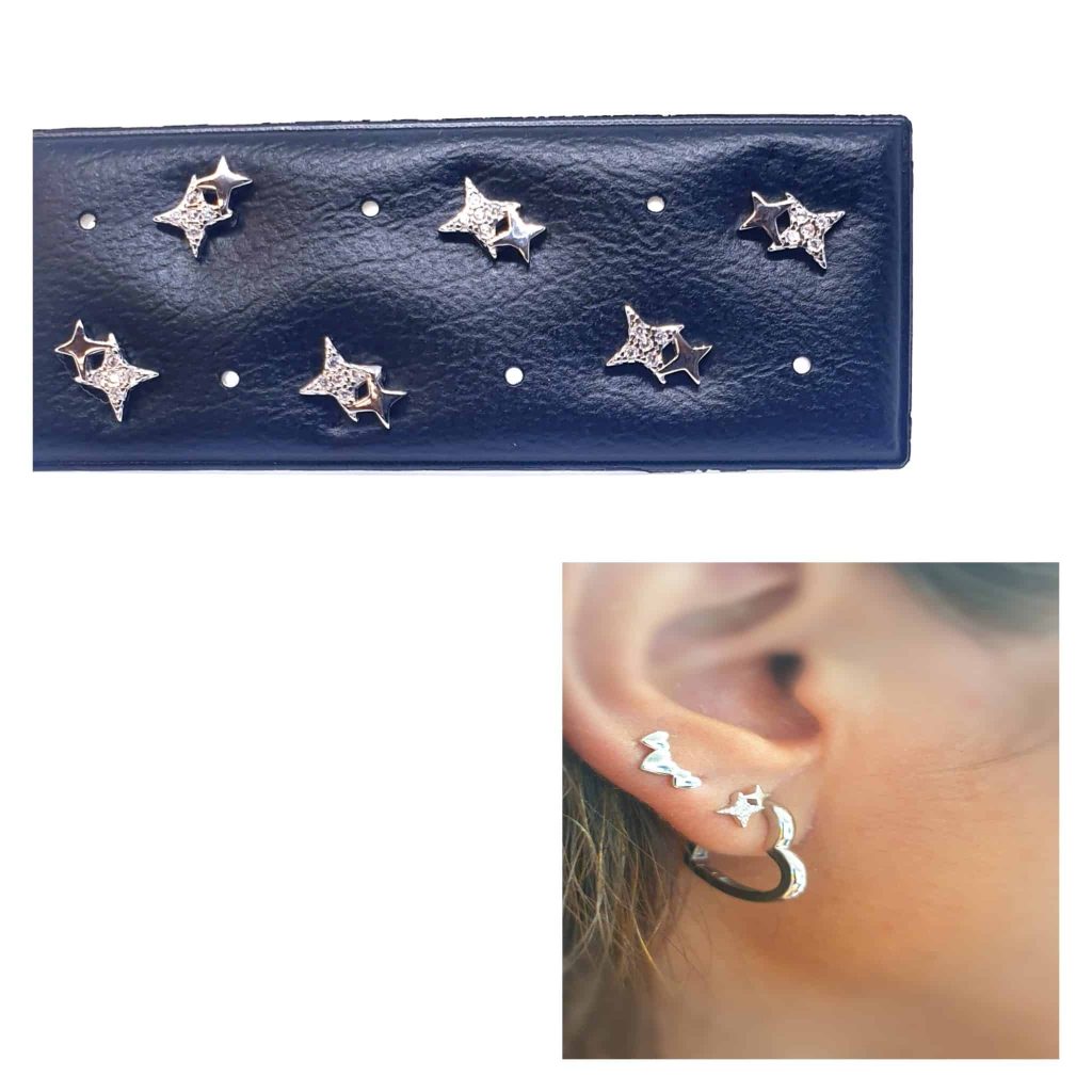 Pendientes estrella polar de plata de ley