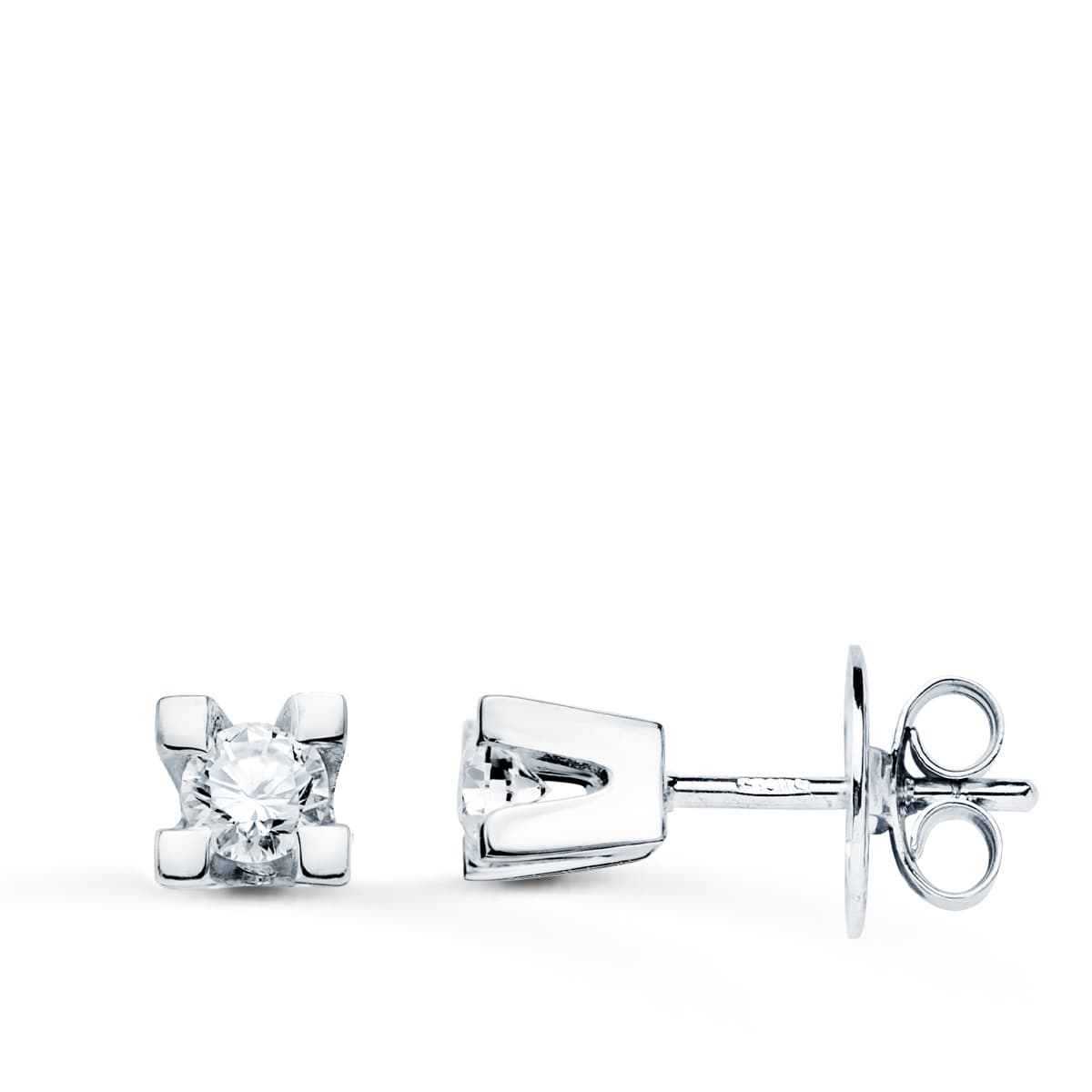 18K PENDIENTES ORO BLANCO DIAMANTES LABORATORIO 2,75MM 0,20 QTS VS2-G. MEDIDA: 4X4 MM. CIERRE PRESION