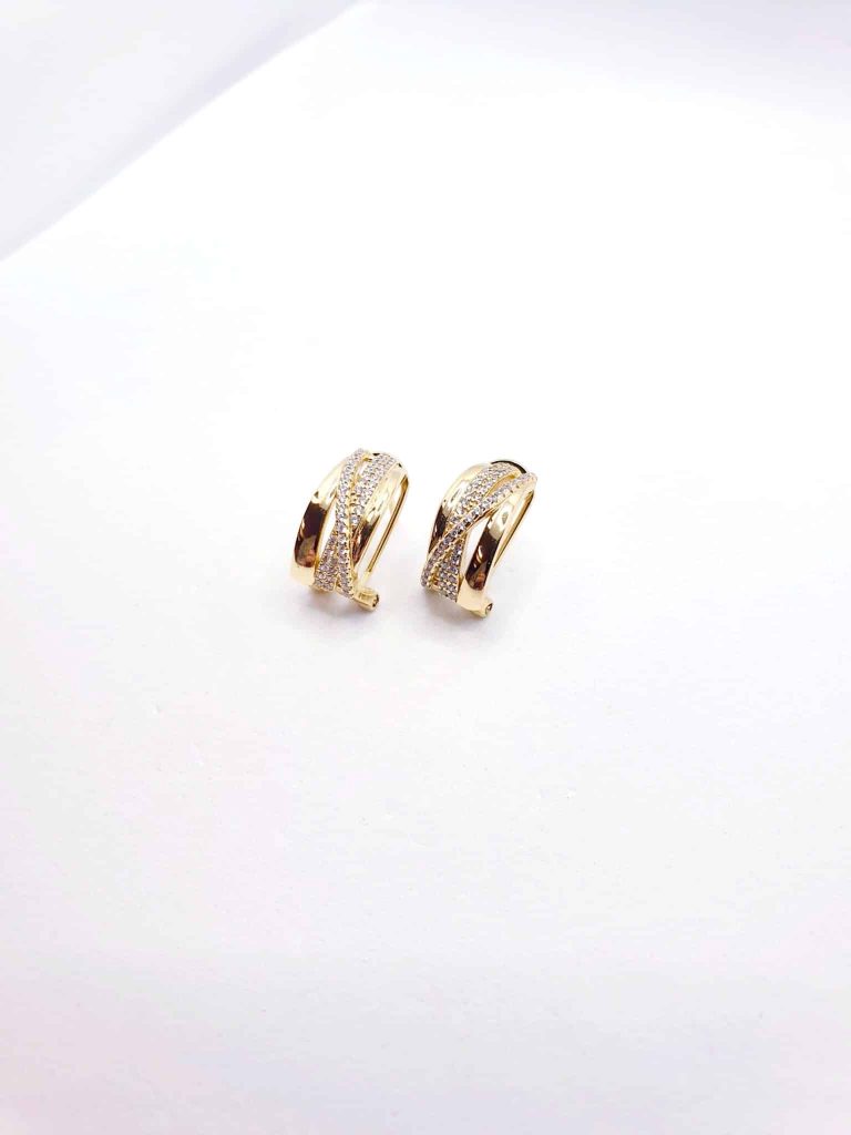 Pendiente omega oro Ámbar de 14 quilates