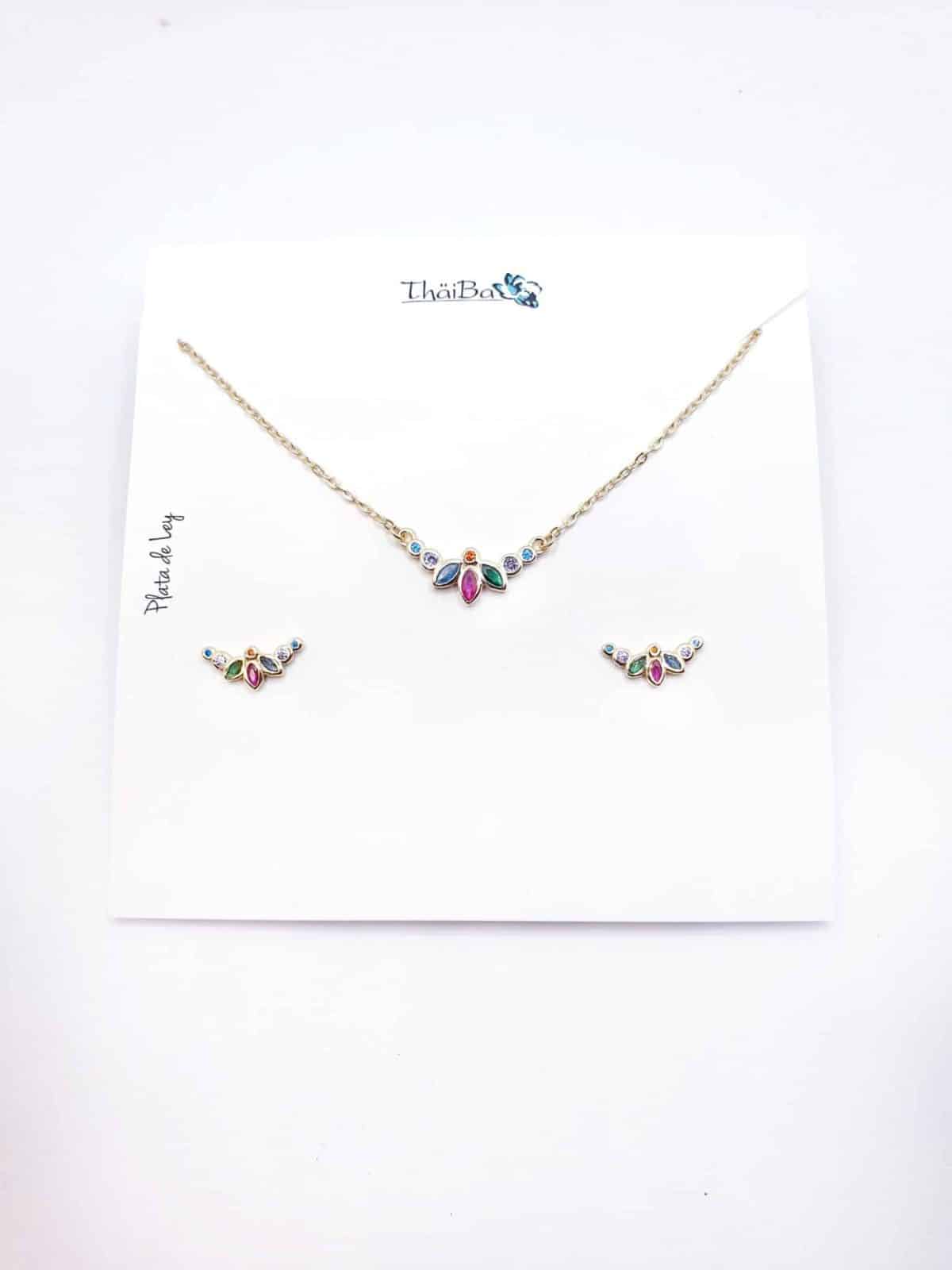 Set pétalos color de plata de ley con baño de oro de 14 quilates - vista adicional