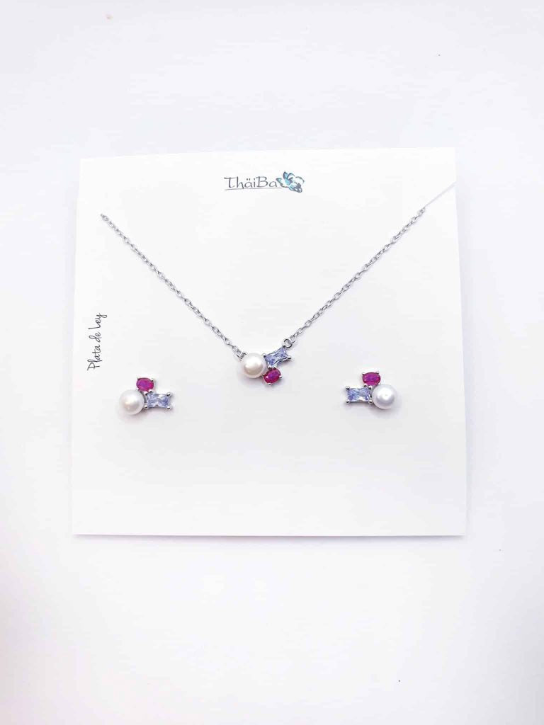 Set perla Allegra de plata de ley