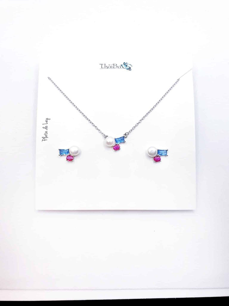 Set perla Primavera de plata de ley