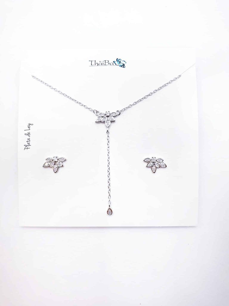 Set Y pétalos de plata de ley