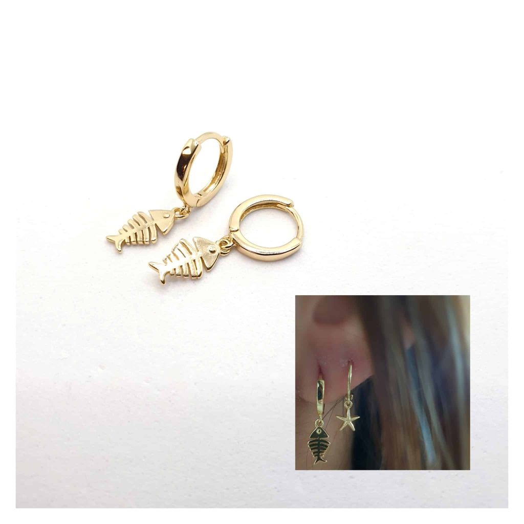 Pendiente raspa oro de 14 quilates