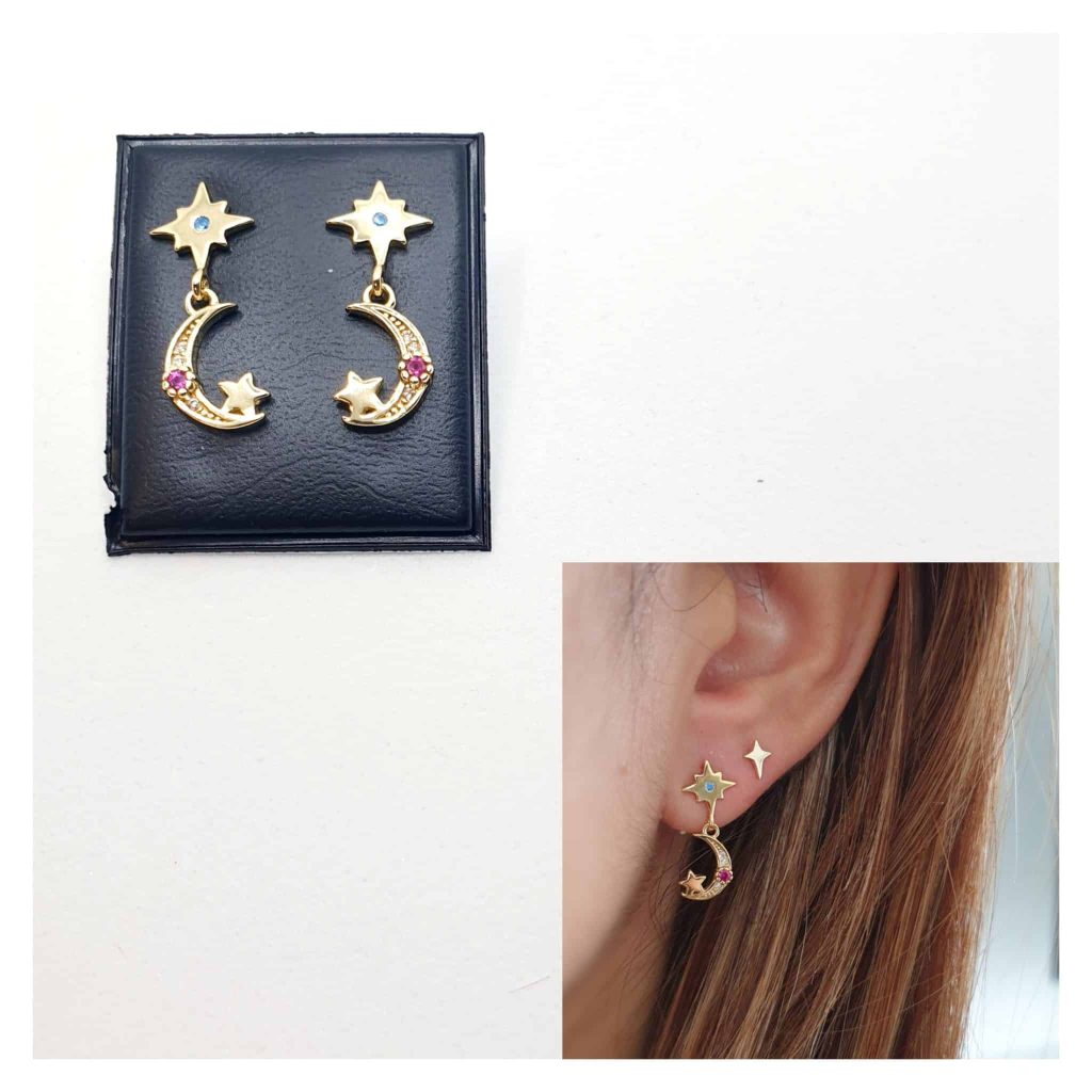 Pendientes Cosmos oro de 14 quilates