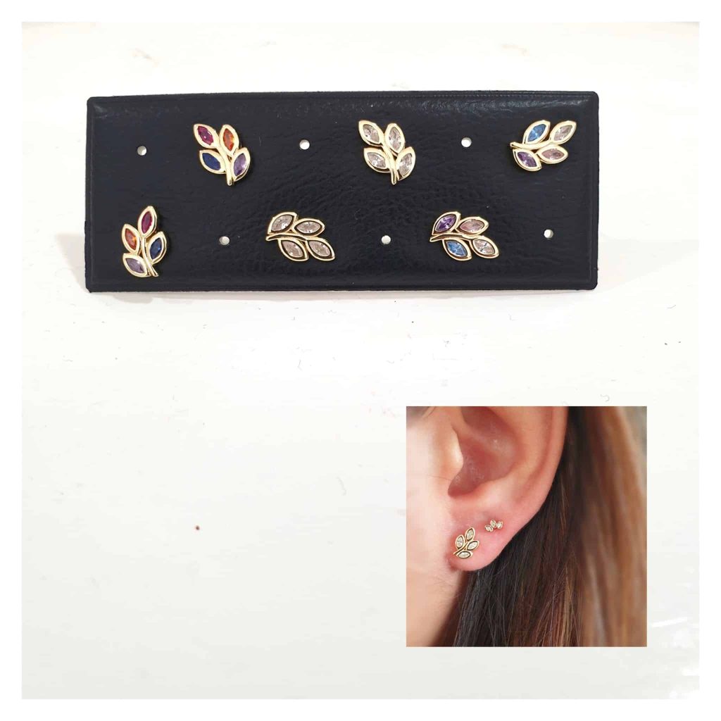 Pendientes hojas de plata de ley