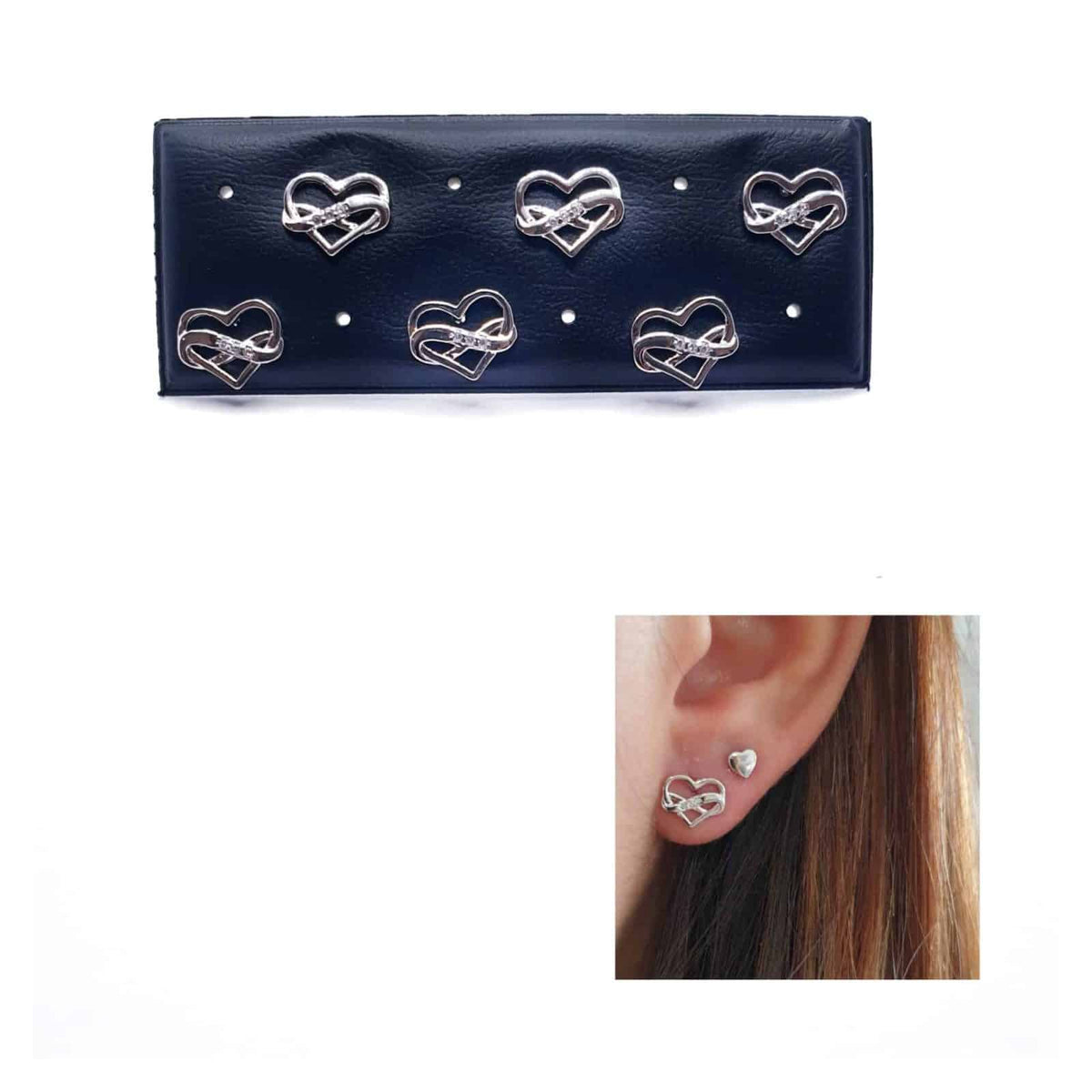 Pendientes corazón infinito de plata de ley - vista adicional
