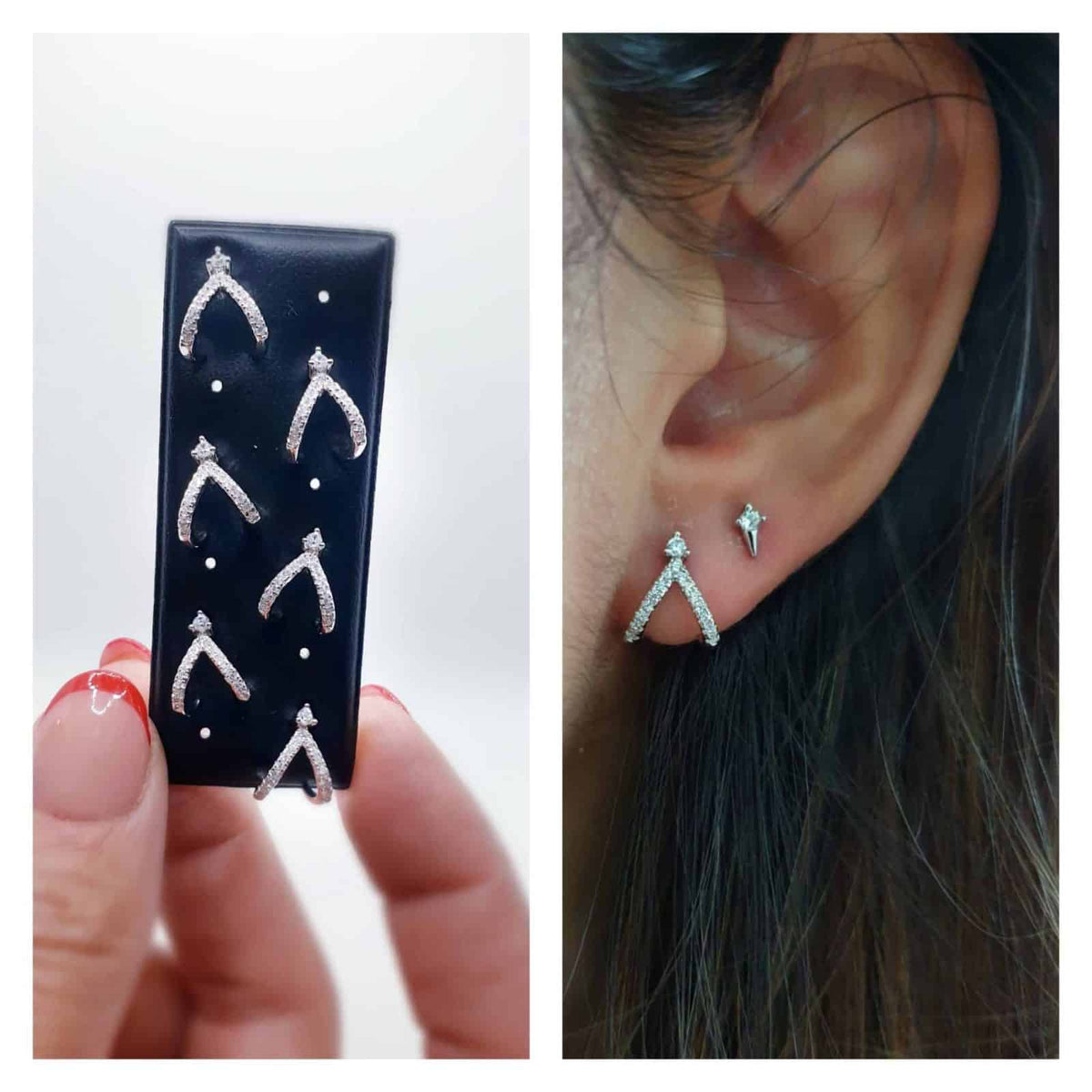 Pendientes garra punto de luz de plata de ley - imagen adicional - Joyería Zafir