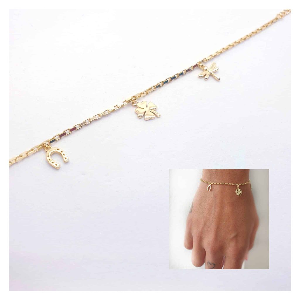 Pulsera buena suerte oro de 14 quilates