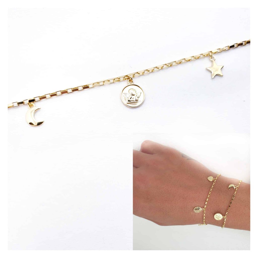 Pulsera ángel de la guarda oro de 14 quilates