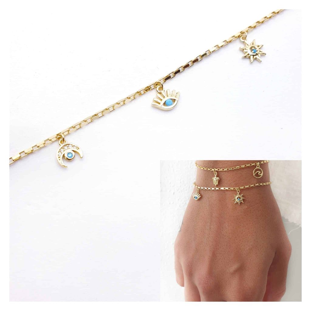 Pulsera mystic blue oro de 14 quilates