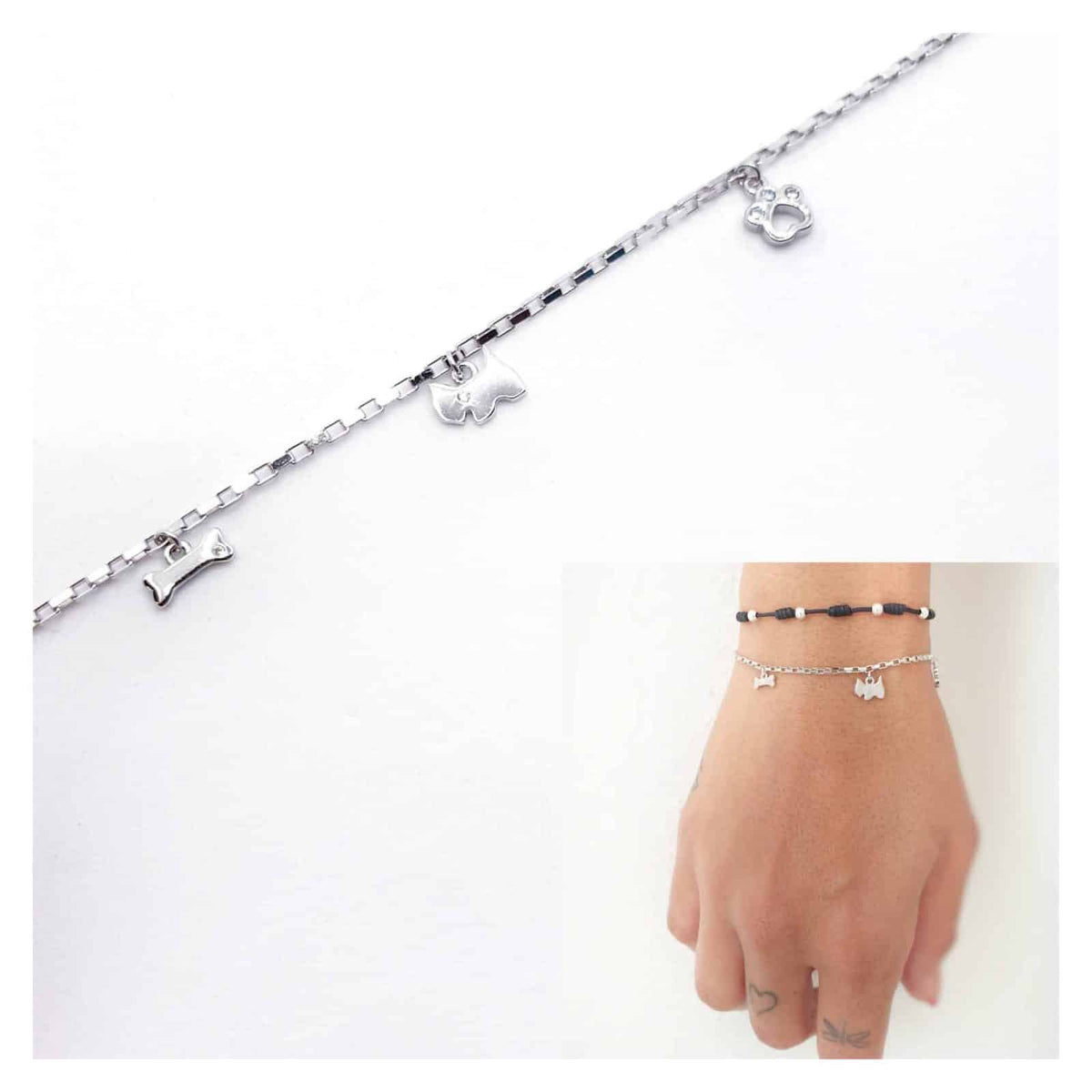 Pulsera mascota perrito de plata de ley - vista adicional