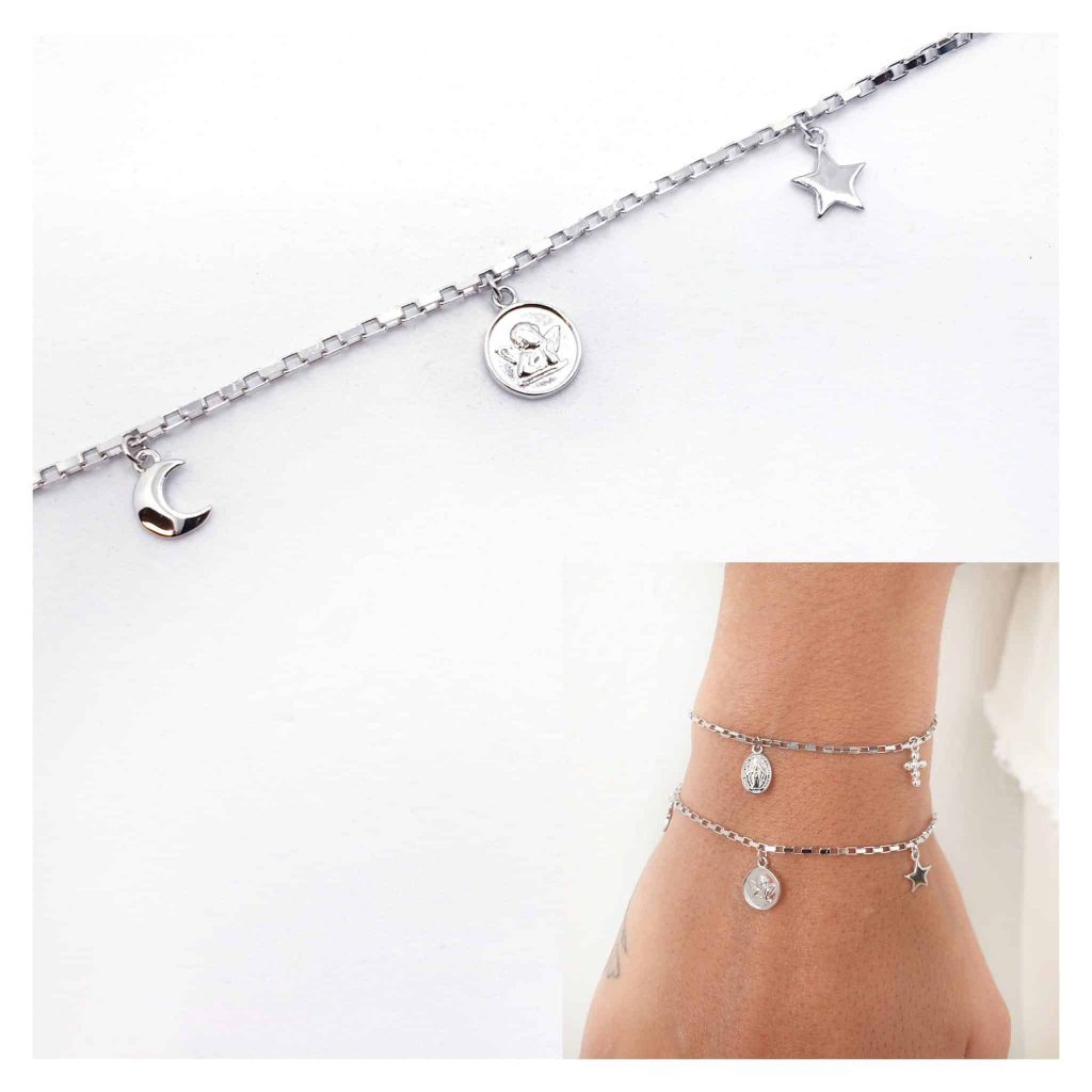 Pulsera ángel de la guarda de plata de ley