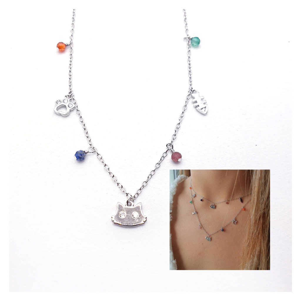 Collar mascota cat de plata de ley