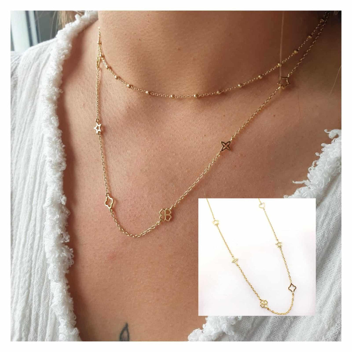 Collar Aura de plata de ley con baño de oro de 14 quilates - vista adicional