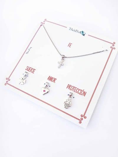 Collar cuatro en uno Fe de plata de ley