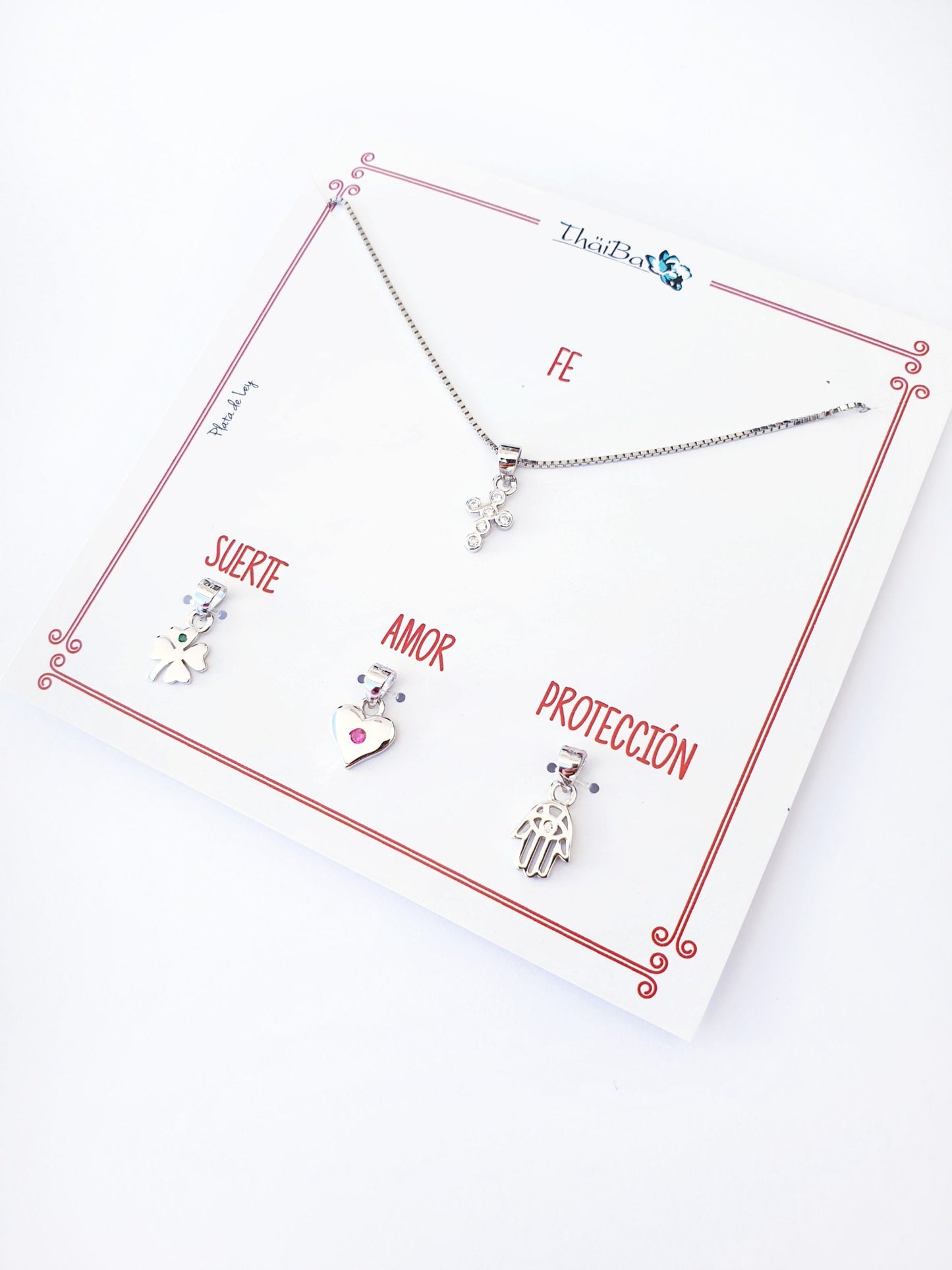 Collar plata cuatro en uno Fe