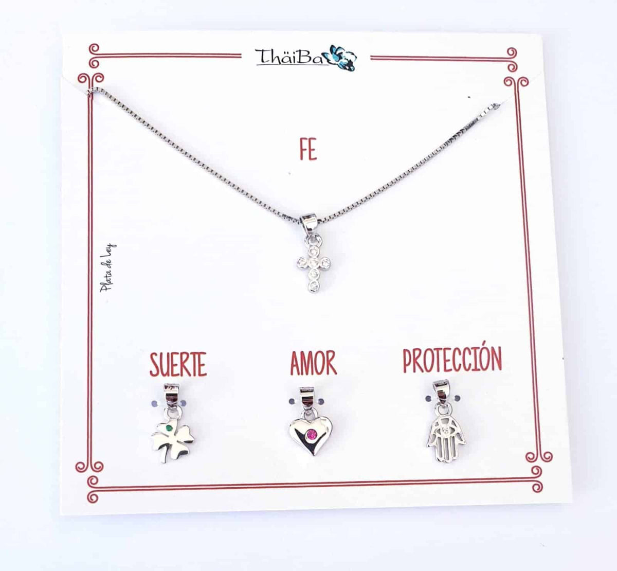 Collar cuatro en uno Fe de plata de ley - vista adicional