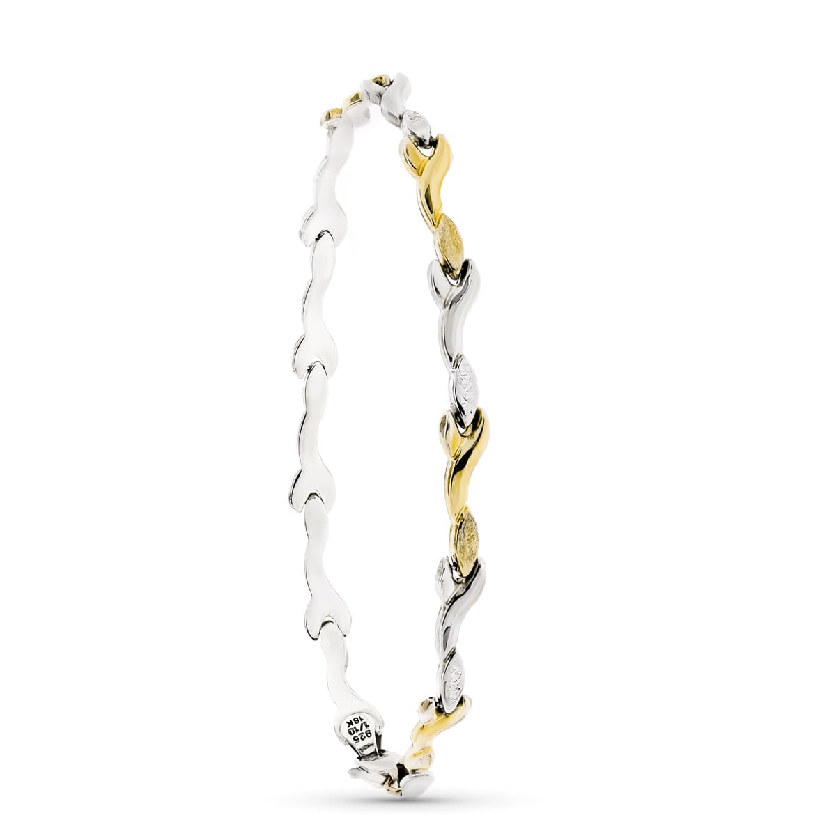 18K PULSERA ESTAMPADA ORO AMARILLO Y PLATA
