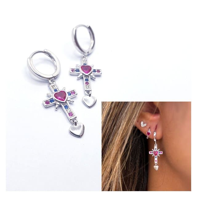 Pendientes Madonna de plata de ley