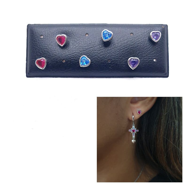 Pendientes mini corazones de plata de ley