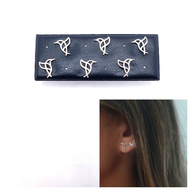 Pendientes colibrì de plata de ley