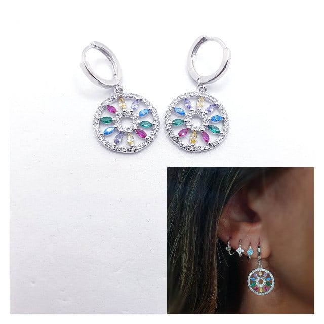 Pendiente luxury color de plata de ley