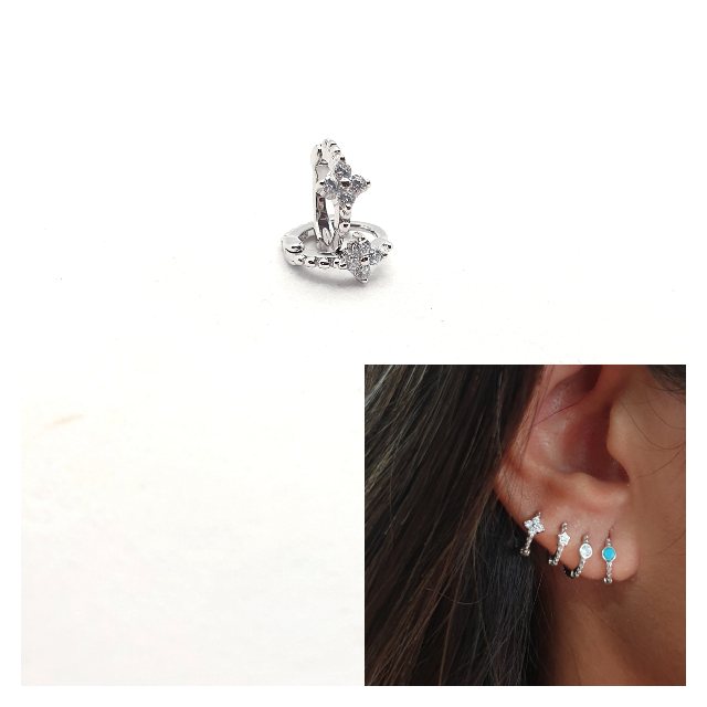 Pendiente mini arito flor de plata de ley