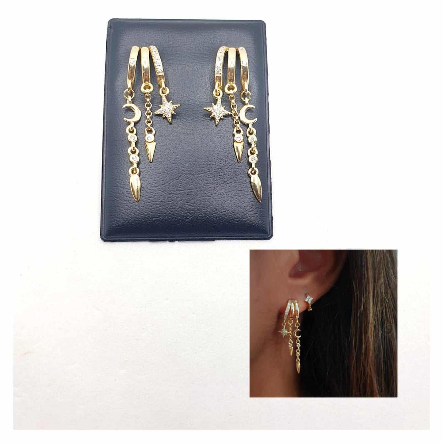 Pendientes Rock oro de 14 quilates