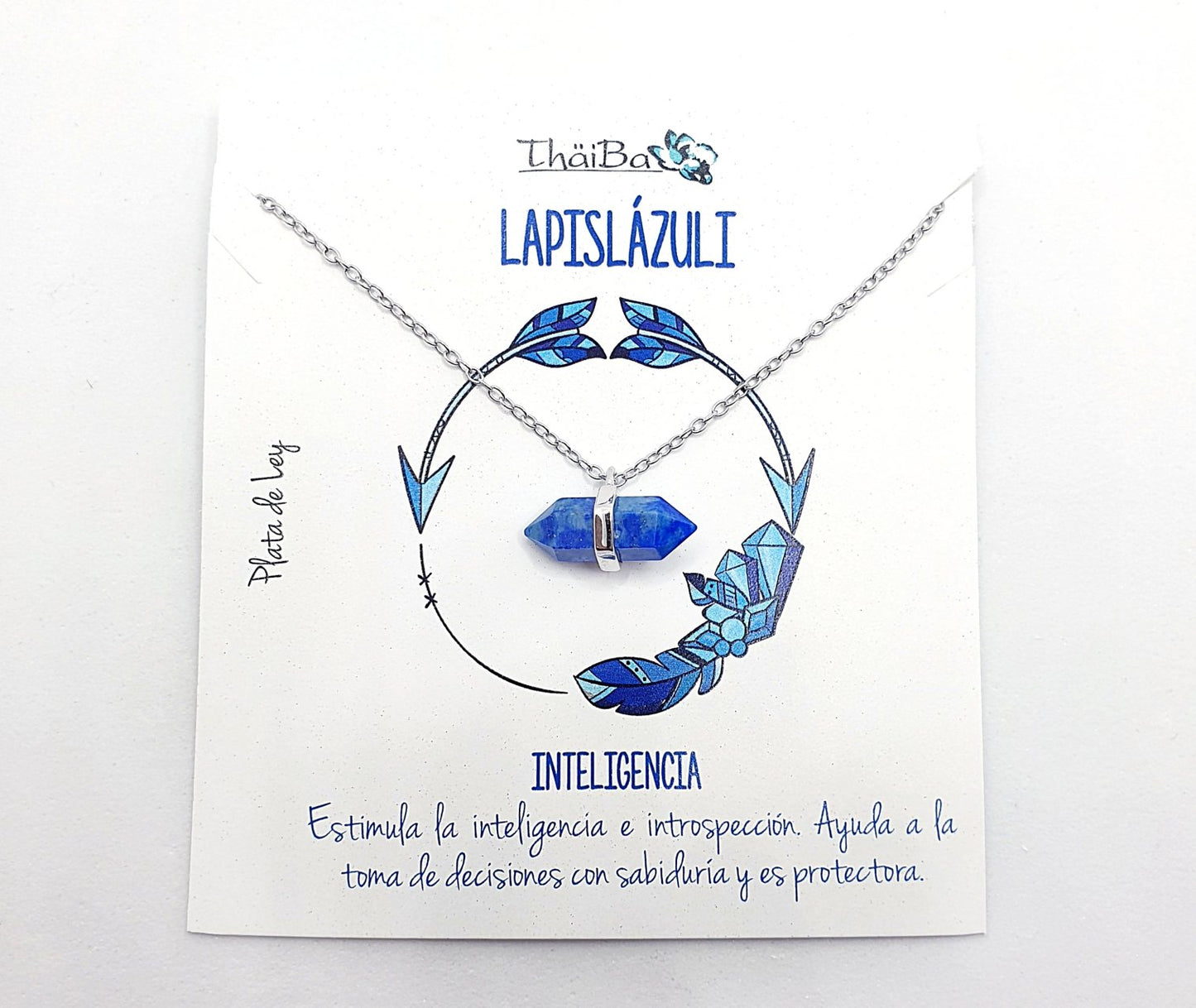 Collar piedra lapislázuli prisma de plata de ley
