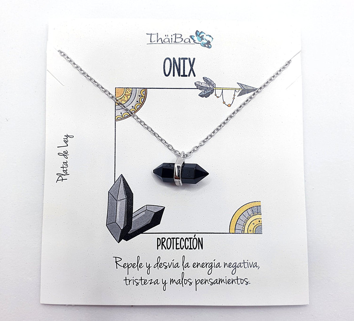 Collar ónix prisma de plata de ley - Joyería Zafir
