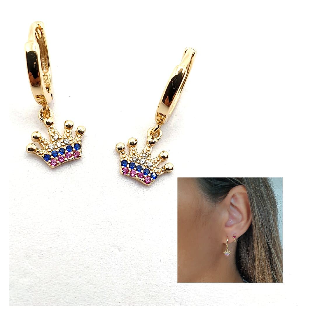 Pendientes Queen oro de 14 quilates