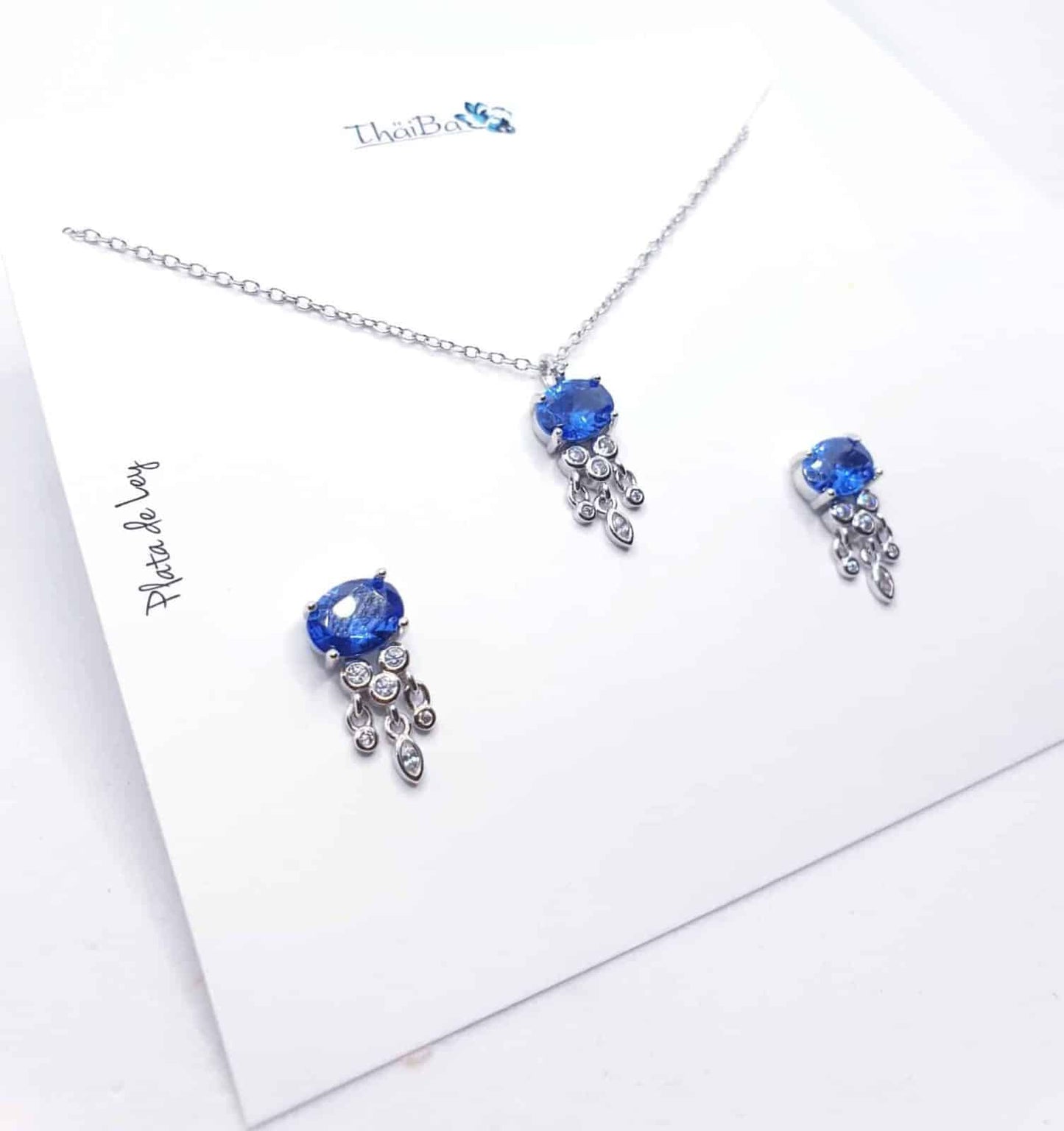 Set luxury azul de plata de ley