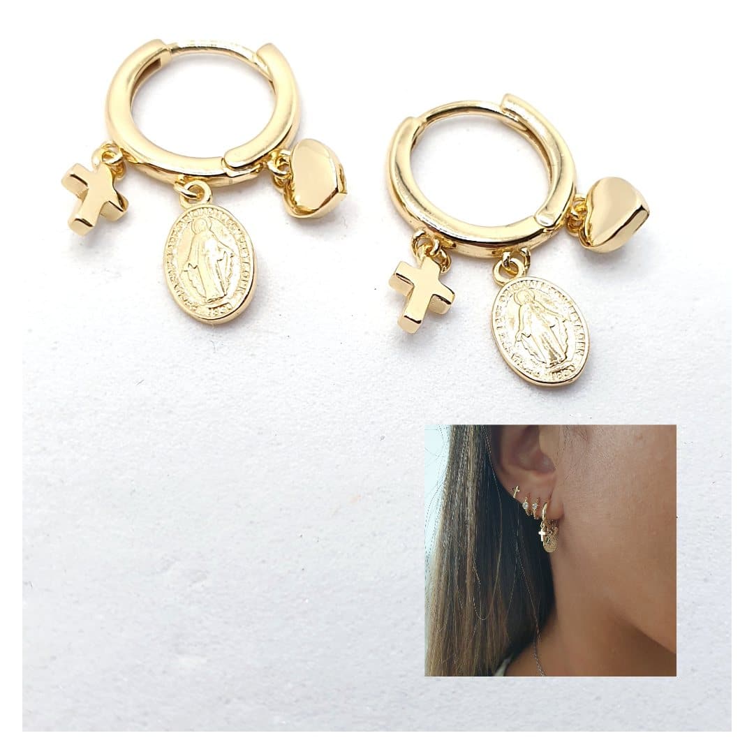 Pendientes Fe oro de 14 quilates