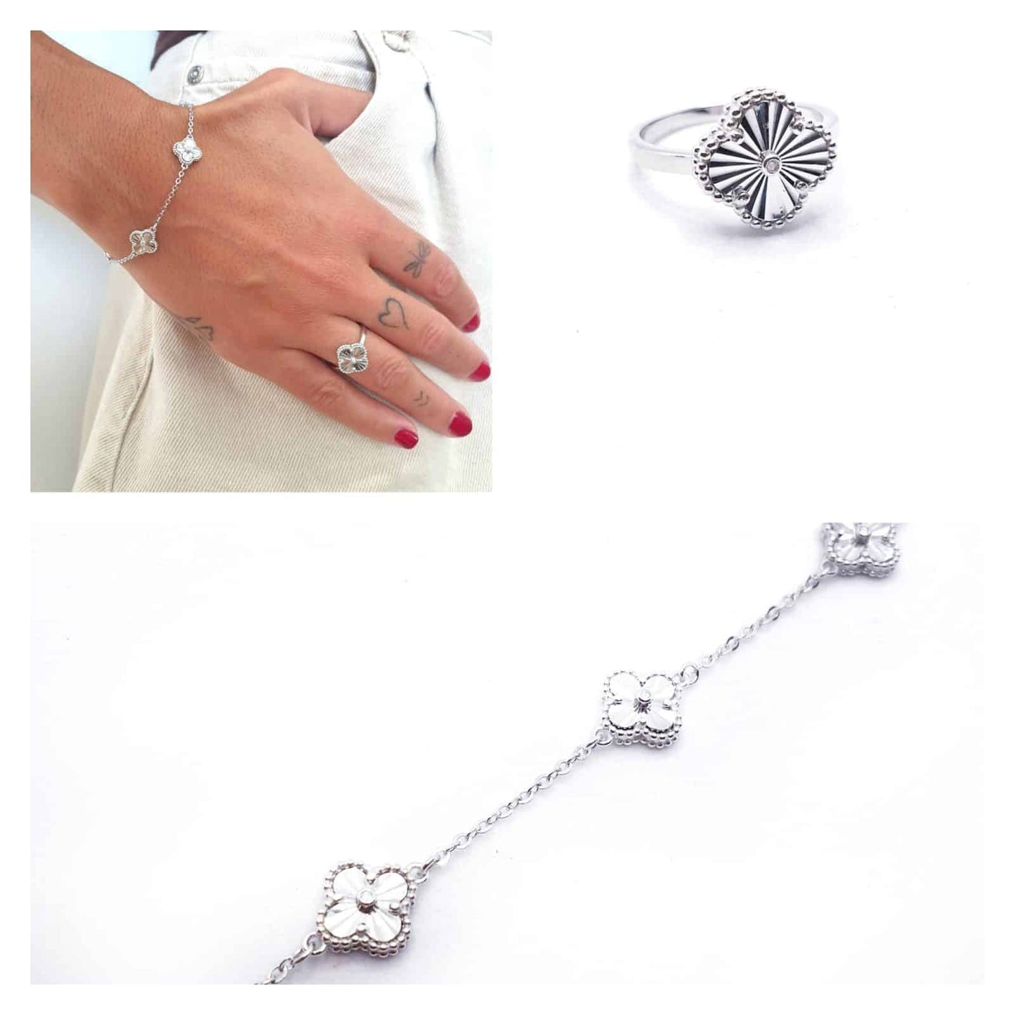 Anillo trébol diamantado