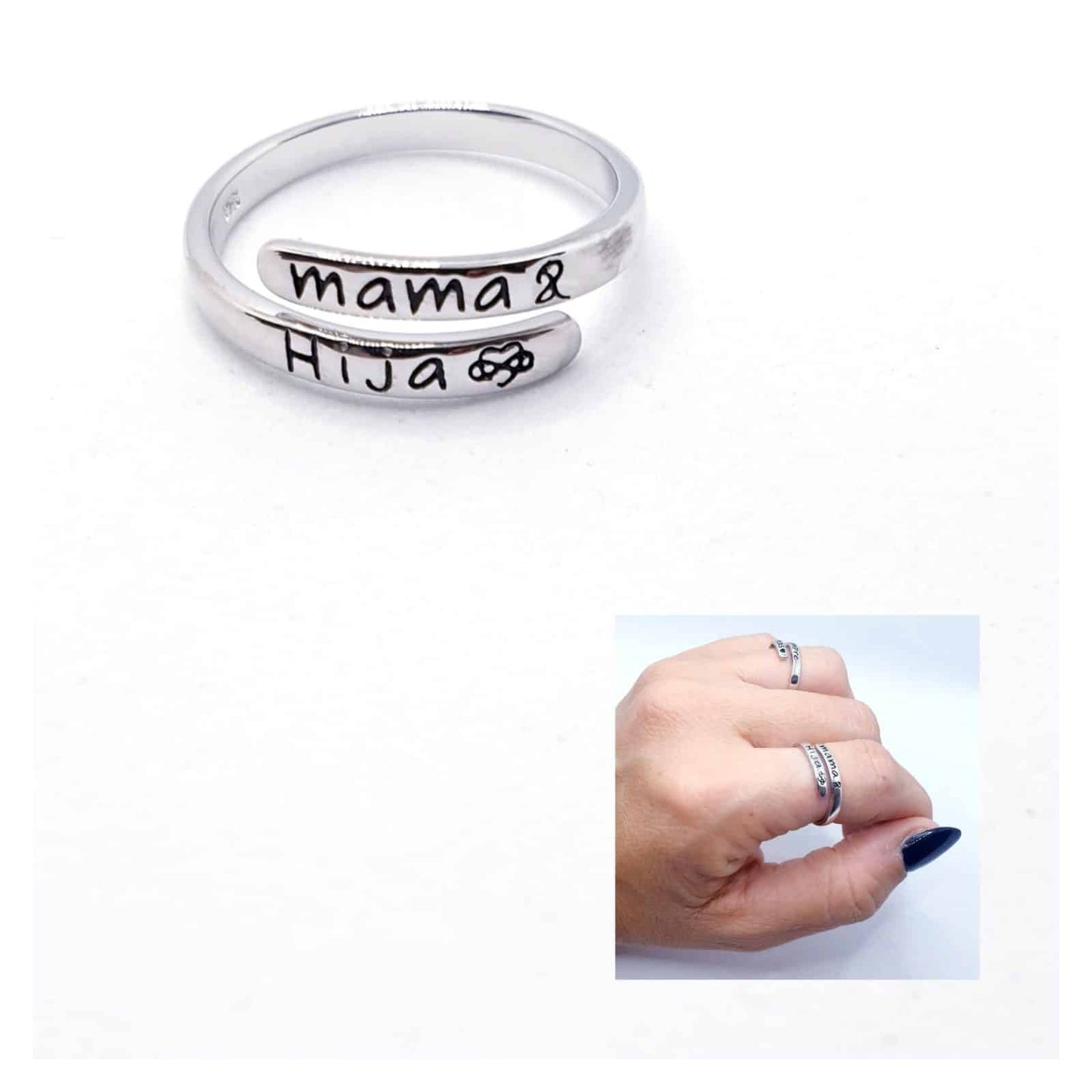Anillo mama e hija de plata de ley