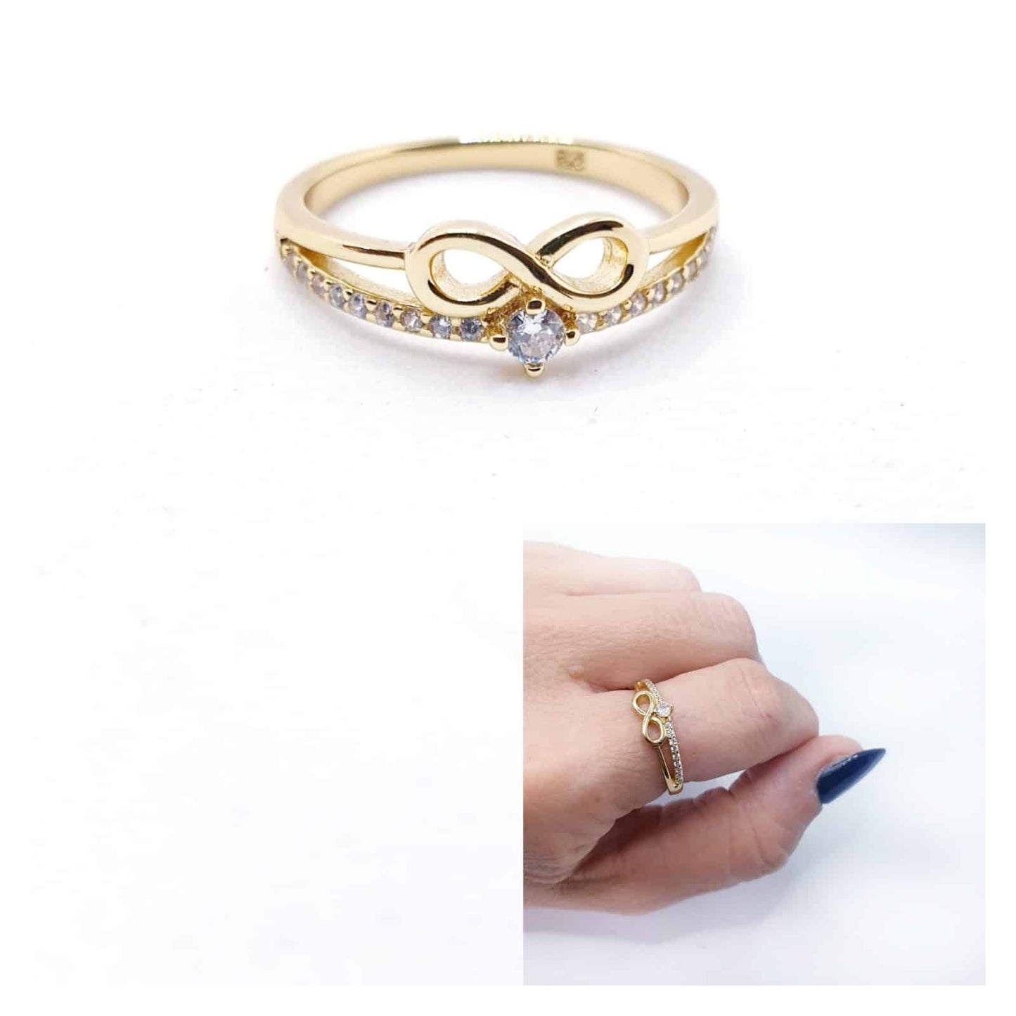 Anillo doble infinito oro de 14 quilates