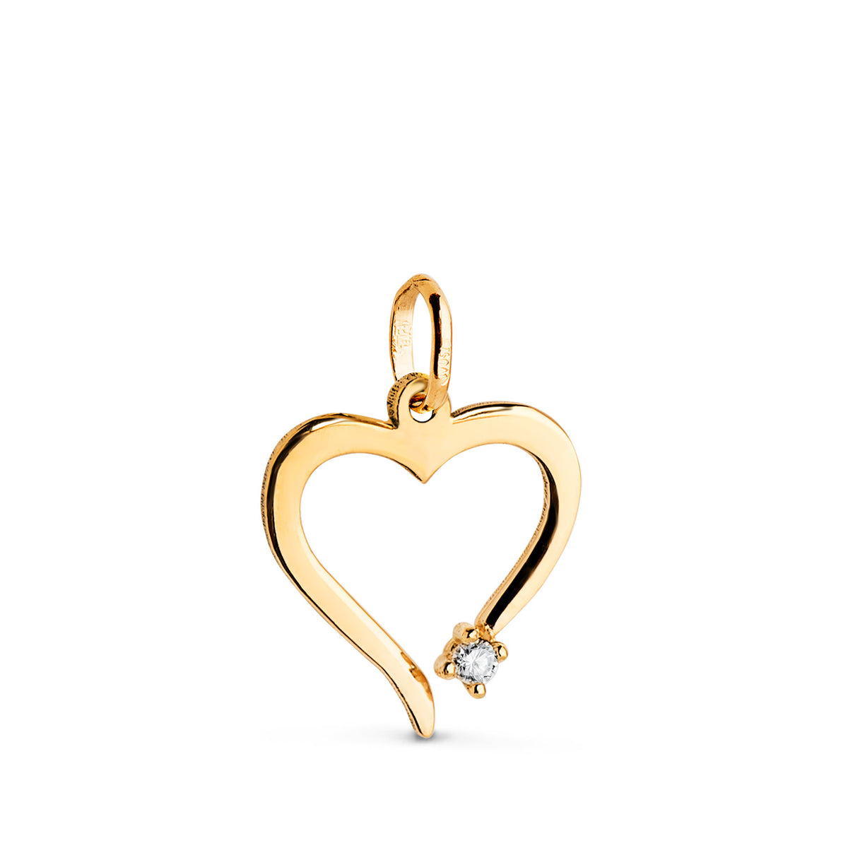 Colgante Corazon Diamante Natural Talla Brillante 0,016 Qtes. H-si. Medida: 13 x 11,5 mm C. Amor de oro amarillo 18K