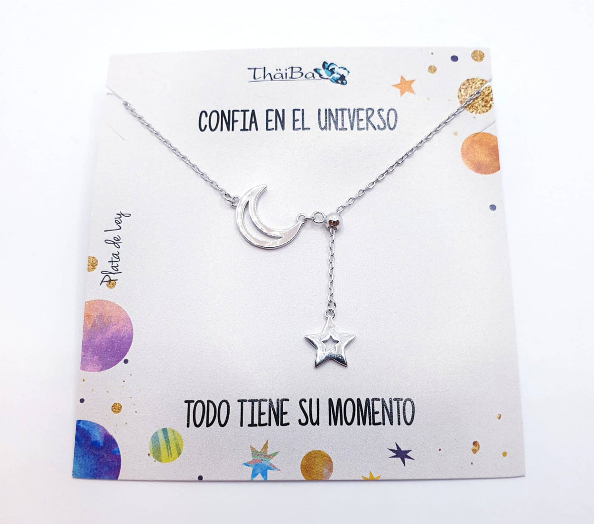 Collar adaptable luna y estrella de plata de ley - vista adicional