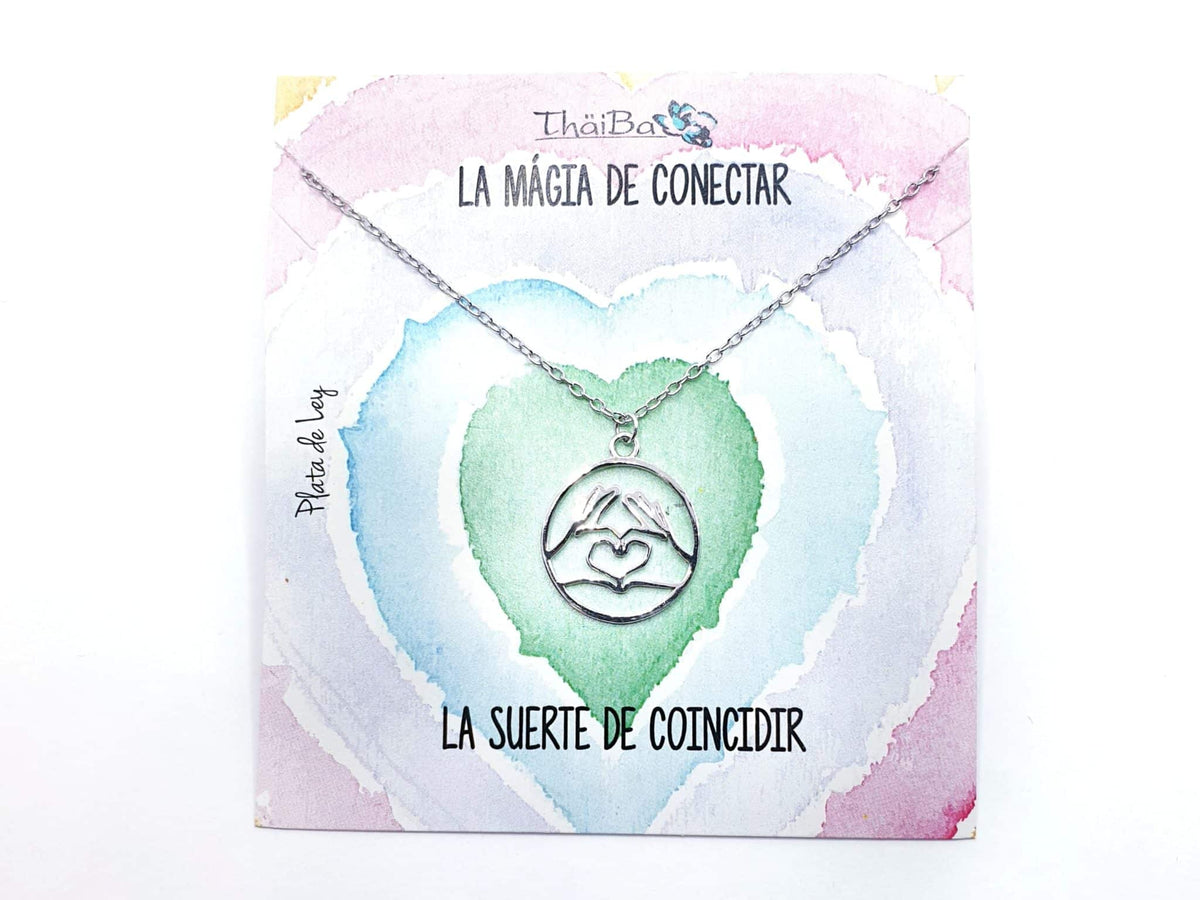 Collar manos corazón de plata de ley - vista adicional