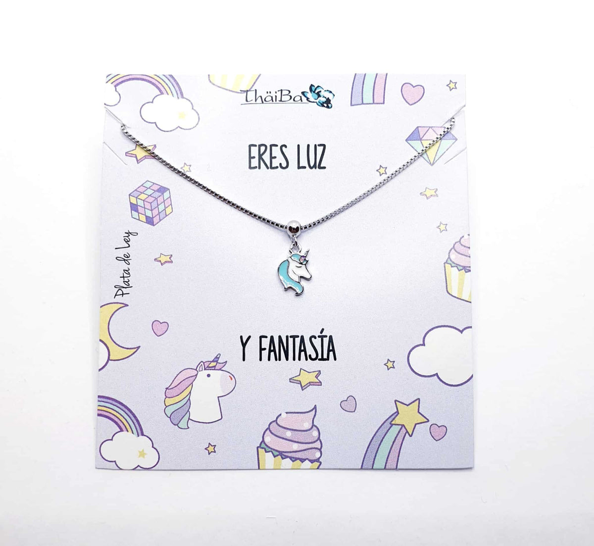 Collar Unicornio infantil de plata de ley - vista adicional