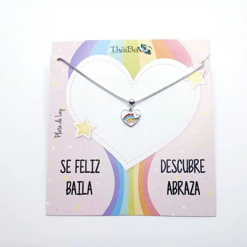 Collar infantil corazón arcoíris