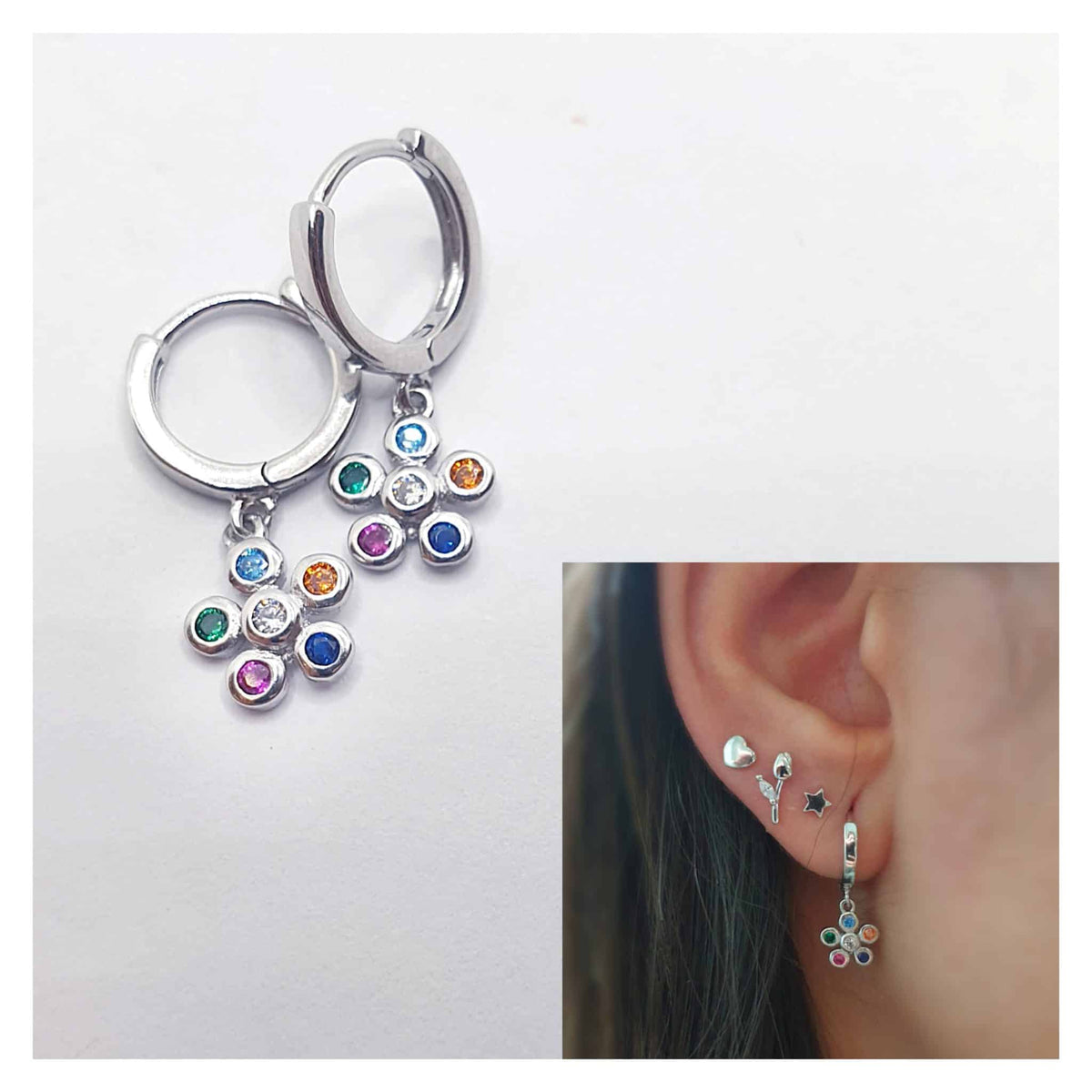 Pendientes Primavera de plata de ley - vista adicional