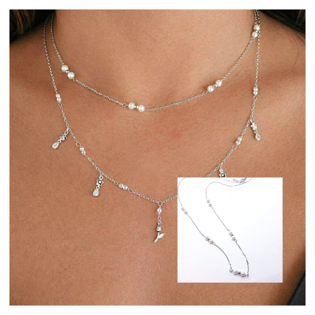 Collar perlas Basic de plata de ley