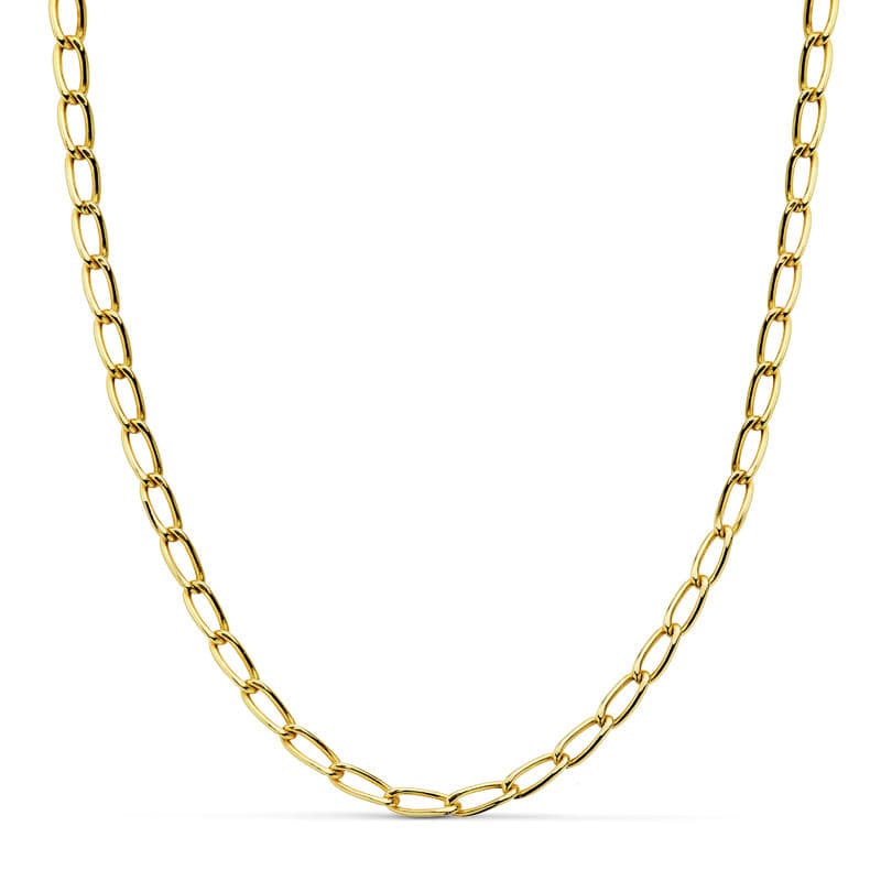 Cadena Bilbao Hueca 4 mm -50 cm de oro amarillo 18K