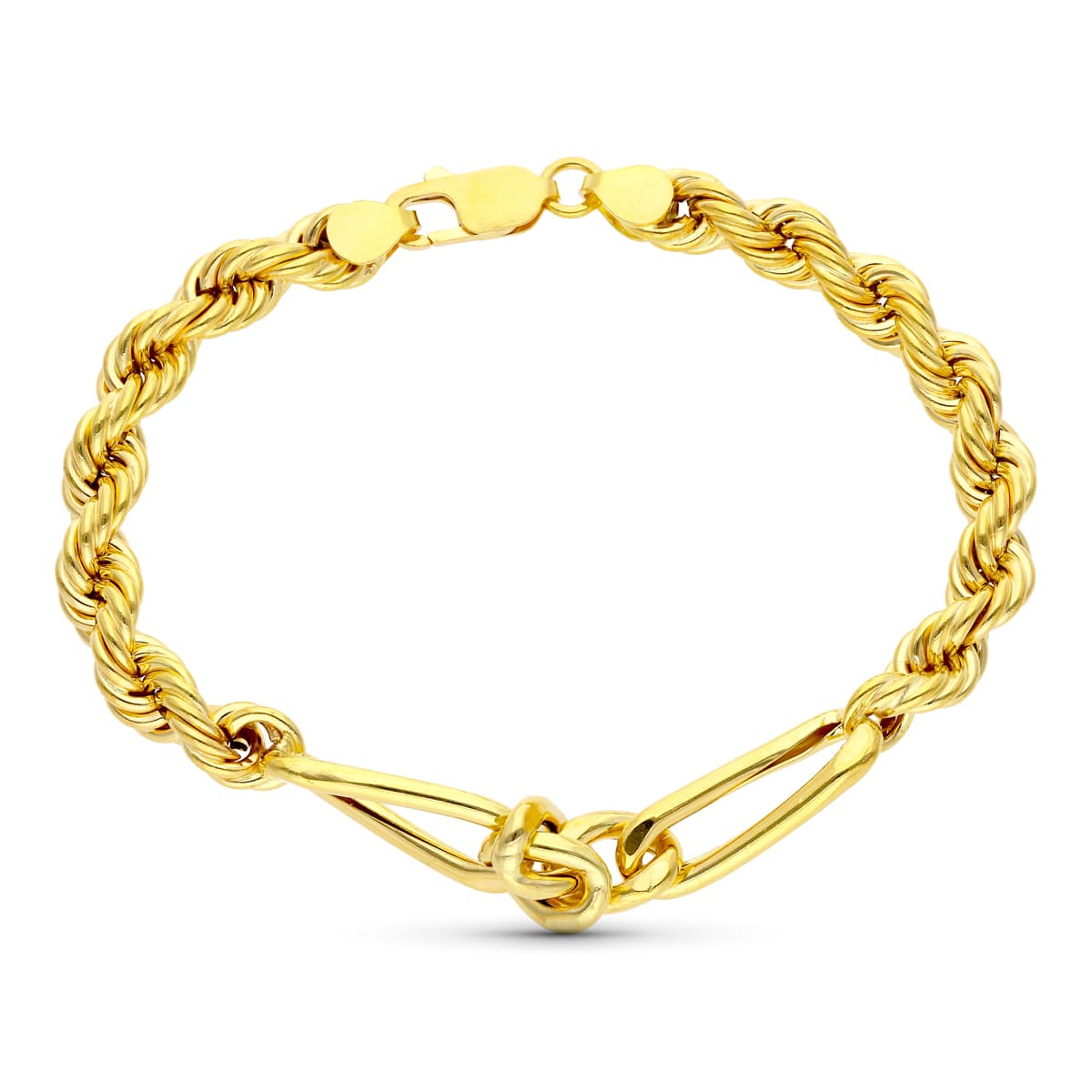 Pulsera Salomonico Alternado Eslabon Cartier 20 cm 6,5 mm de oro amarillo 18K