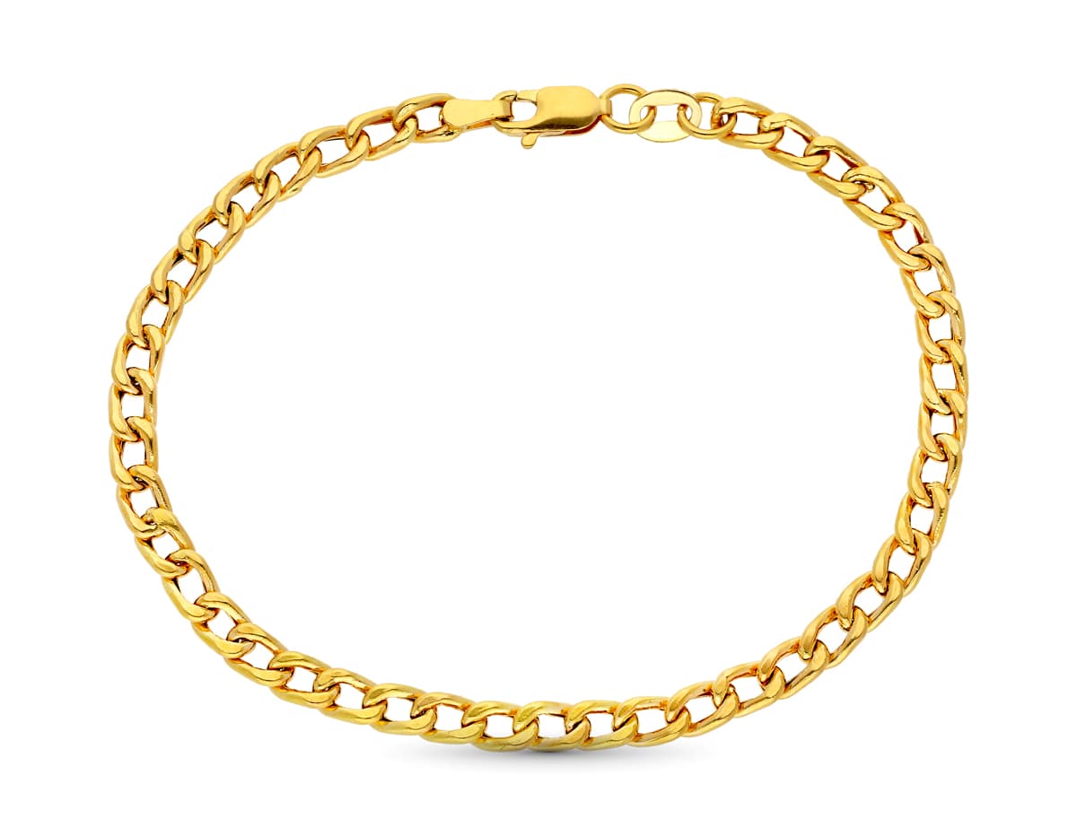 Pulsera Hueca Eslabon Barbado 18,5 cm 3 mm de oro amarillo 18K